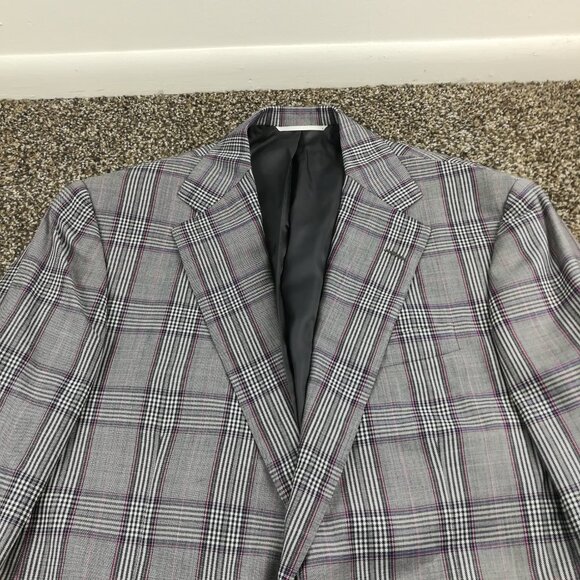 NWT Oxxford Clothes Sport Coat Super 110s Wool Glen Plaid Blue Pink 40R - Picture 2 of 15